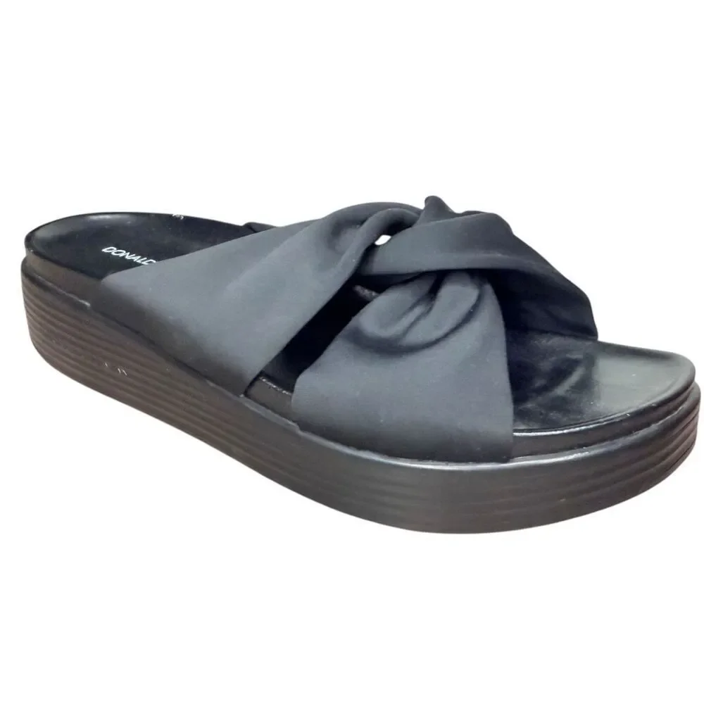 Donald J. Pliner Women’s 7 Folley Platform Slide Sandals Black Knotted‎